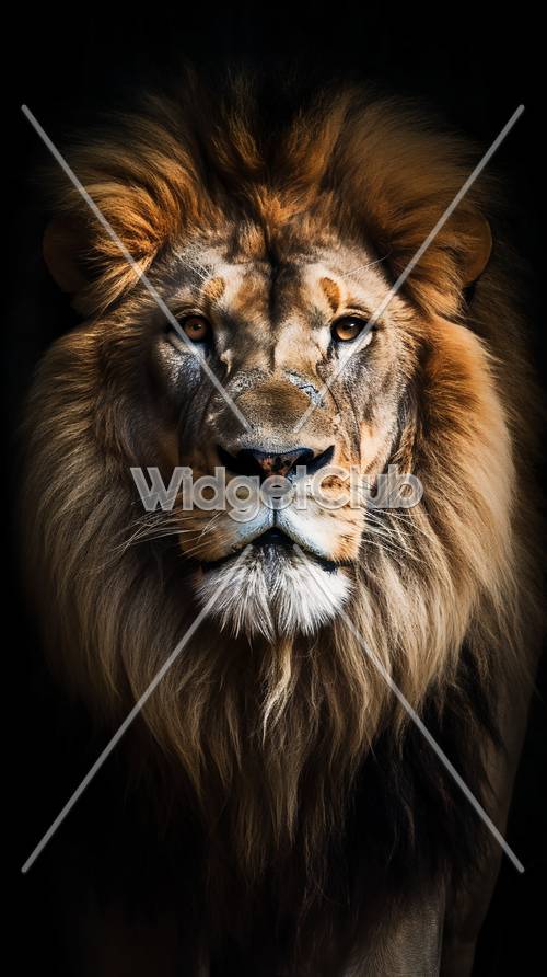 Zbliżenie twarzy majestatycznego lwa