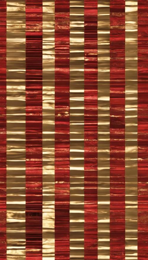 Motif élégant et sans couture avec des rayures épaisses alternées de rouge vif et d&#39;or brillant.