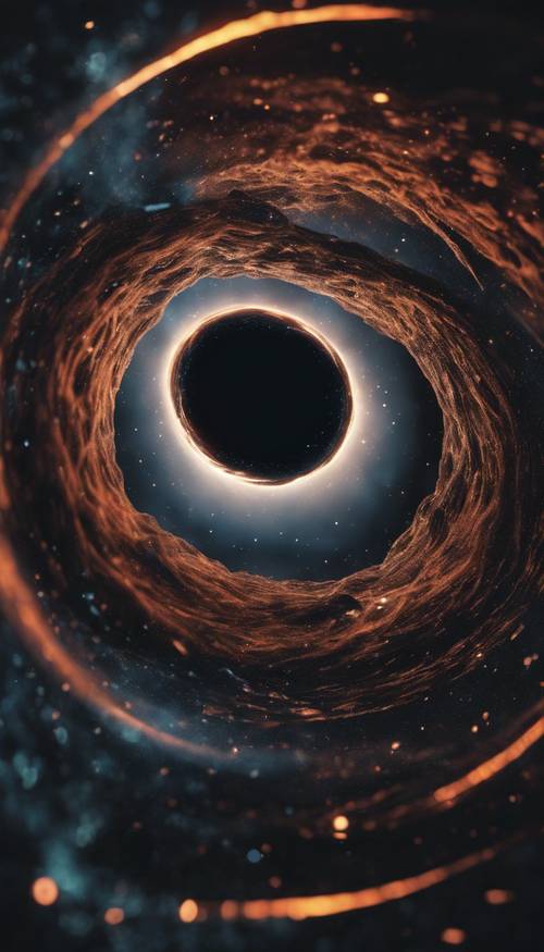 An eerie black hole, distorting the fabric of space around it.