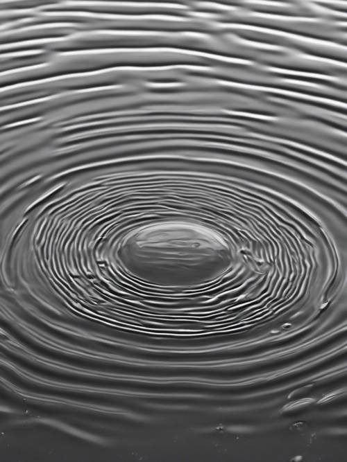 Une image artistique en niveaux de gris représentant des ondulations dans un étang gris.