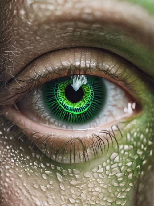 צילום מאקרו HD של הדפוסים המורכבים על קשתית העין הירוקה.