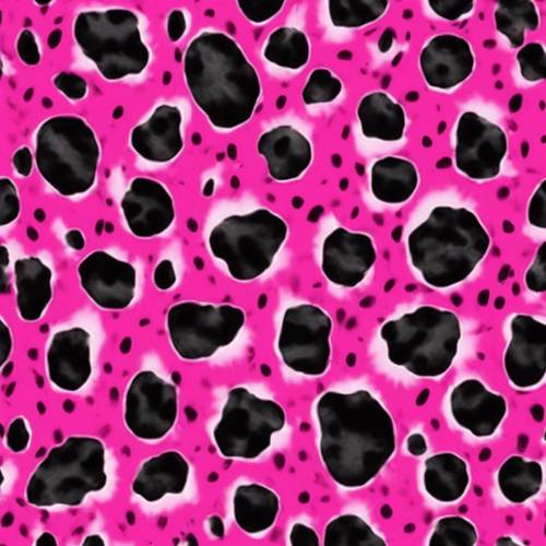 Kräftige, pinkfarbene und schwarze Gepardenflecken, die sich nahtlos in einem abstrakten Animalprint wiederholen