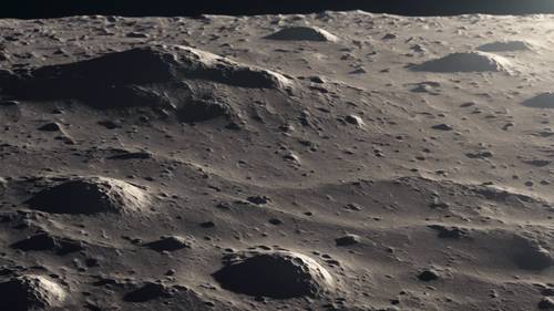 תמונה היפר-ריאליסטית של פני הירח, כל מכתש ורכס חד ומפורט.