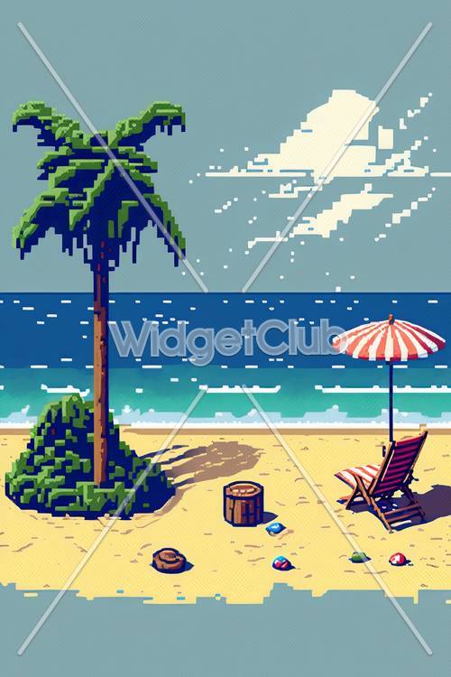 Pixelated Beach Scene for Your Screen