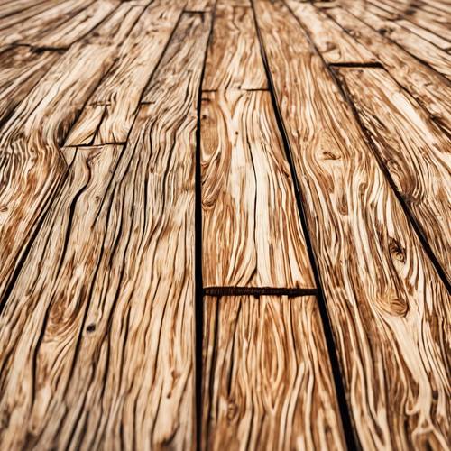 Wzór przedstawiający smugi brązowego drewna, przypominające drewniany taras domku na plaży.