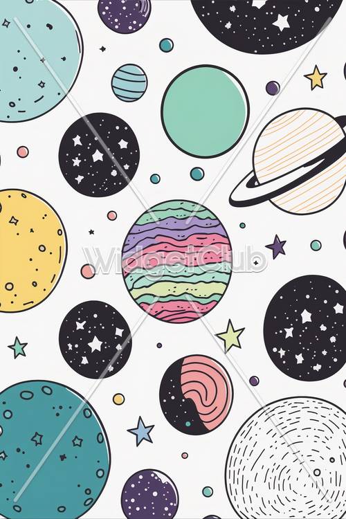 Planètes et étoiles colorées dans l&#39;espace