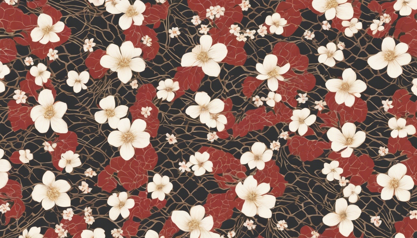 A floral checkered pattern in traditional Japanese style. Hintergrund[95c8fbf886594f7e9c06]