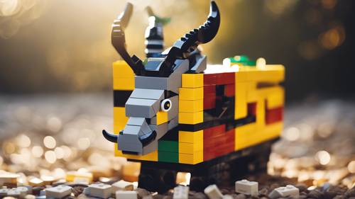 Ein aus Legosteinen erschaffener Steinbock.