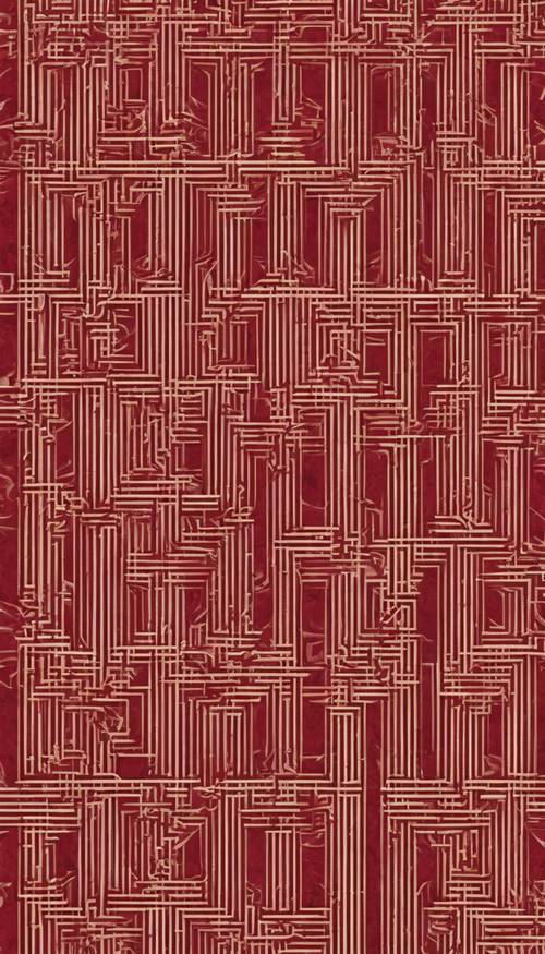 A repeating geometric pattern in deep red. Tapeta [30eaa0d9294f4fa98a37]