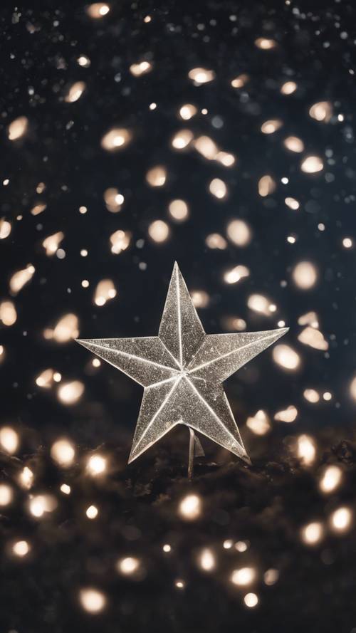 Amidst a black night sky, a white star shimmers with intensity.