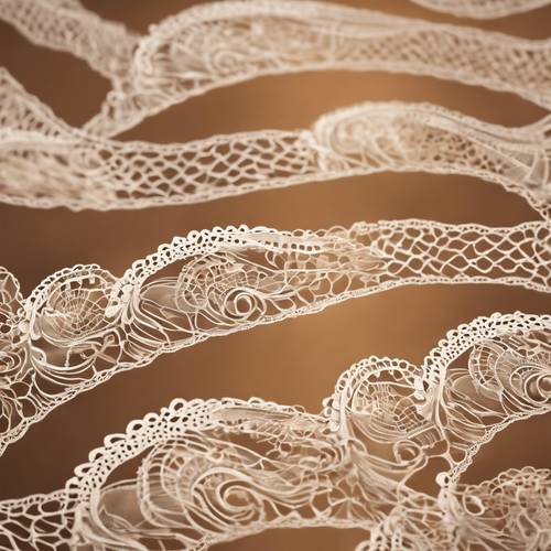 Tan lace with an artistically abstract pattern of waves and curls. Tapet [dbb3d0690fd544a3896c]