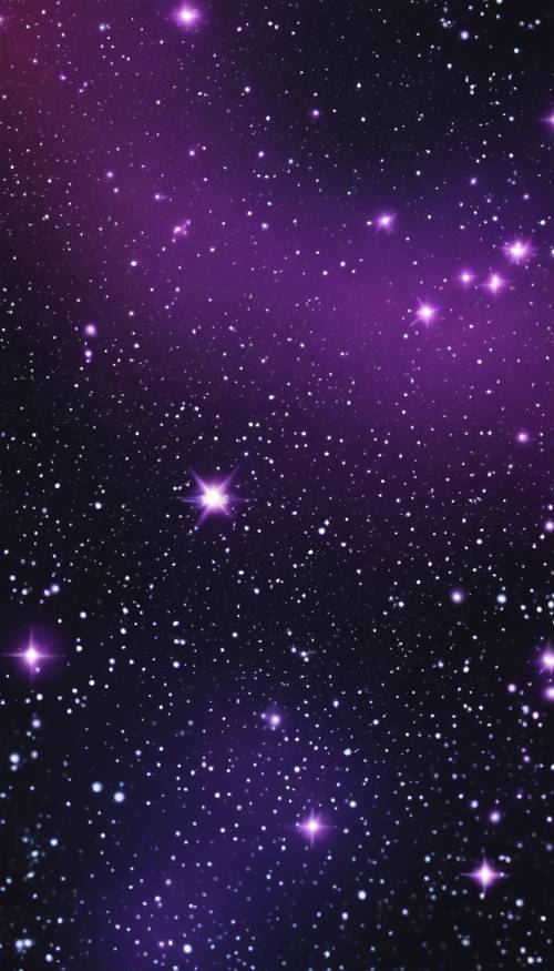 An atmospheric black and purple ombre patterning a cosmos of stars.