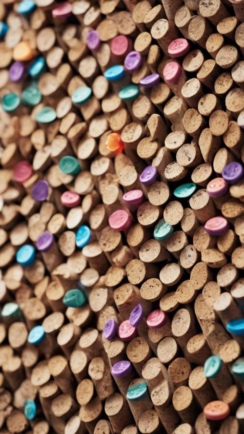 Close-up view of a cork board filled with pinned notes and colorful thumbtacks.