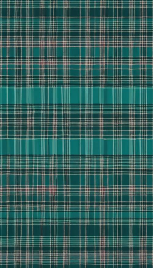 Um intrincado padrão xadrez azul-petróleo que lembra os kilts escoceses.
