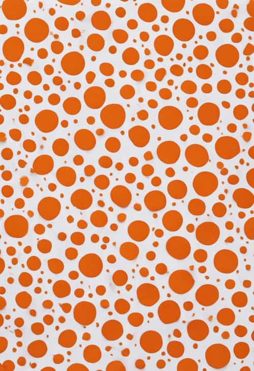 Um padrão de bolinhas laranja vibrante e brincalhão em um fundo branco.