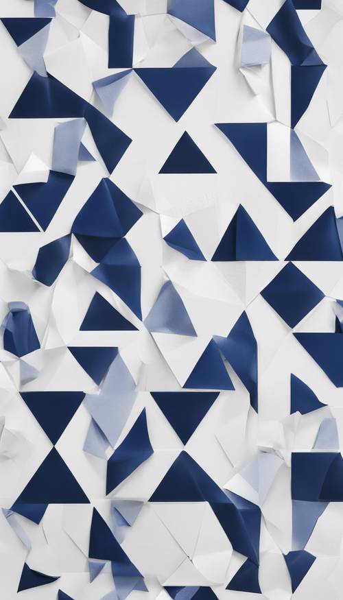 A minimalist navy blue geometric design on a white background. Wallpaper [b73db8c5ac3e49768222]