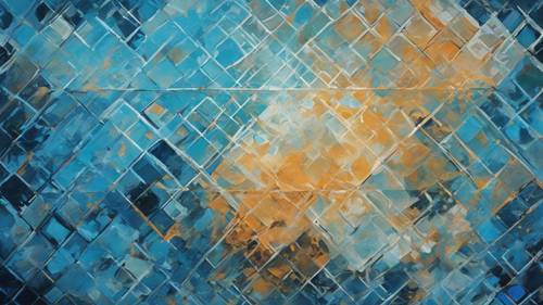 Una pintura abstracta geométrica azul fresca