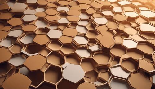 A myriad of tan hexagons forming a smooth, gradient honeycomb pattern seamlessly.