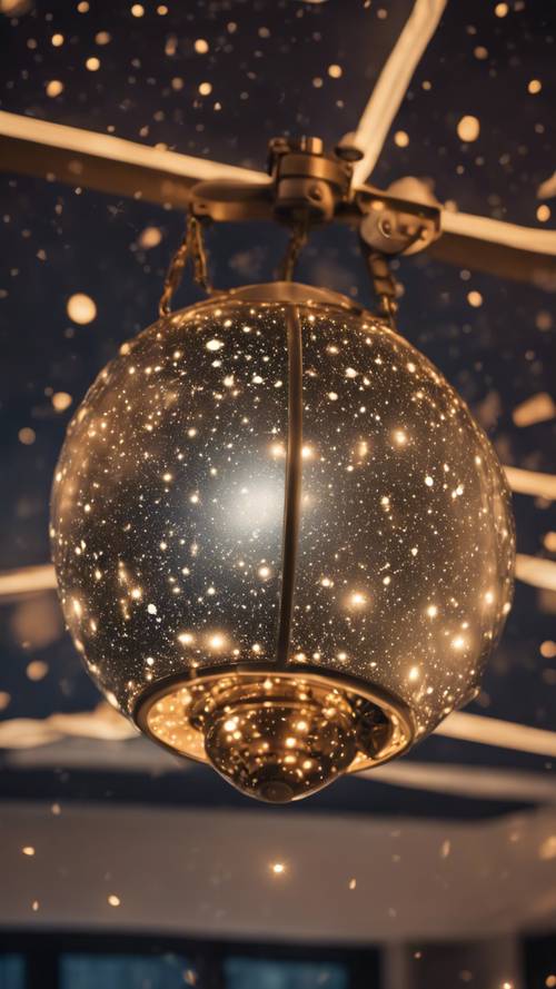 Uma lâmpada de constelação projetando a constelação de Capricórnio no teto.