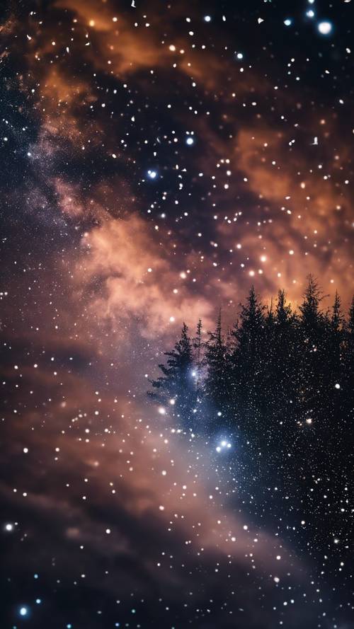 Foto noturna da tela de um iPhone 12 Pro mostrando as constelações no céu.