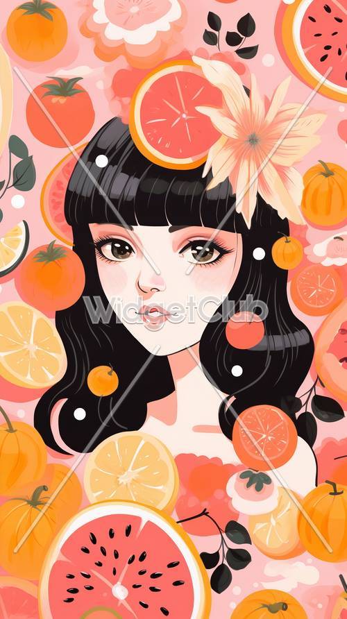 Arte De Chica De Fantasía De Frutas