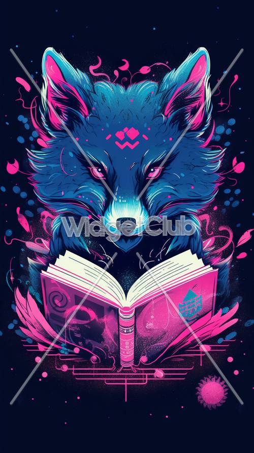 Magic Fox Reading a Mystical Book