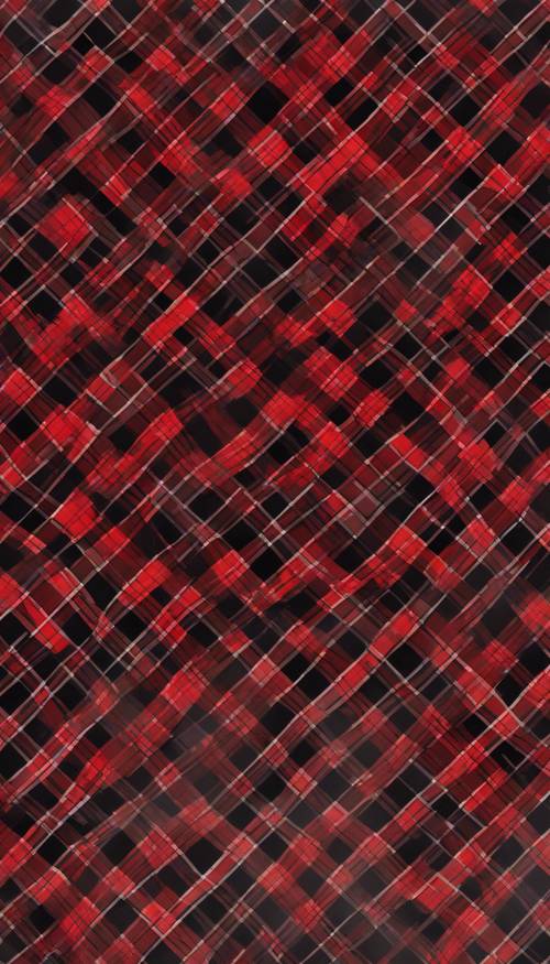 Motif tartan rouge et noir complexe inspiré des kilts écossais.