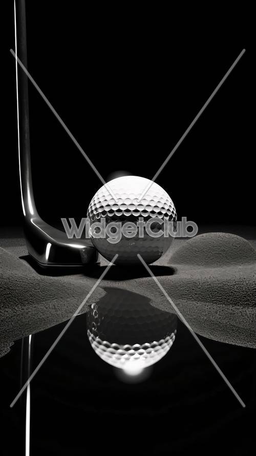Quả bóng Golf thanh lịch và hình ảnh phản chiếu của câu lạc bộ