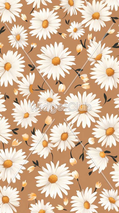 Delightful Daisies on a Warm Brown Canvas