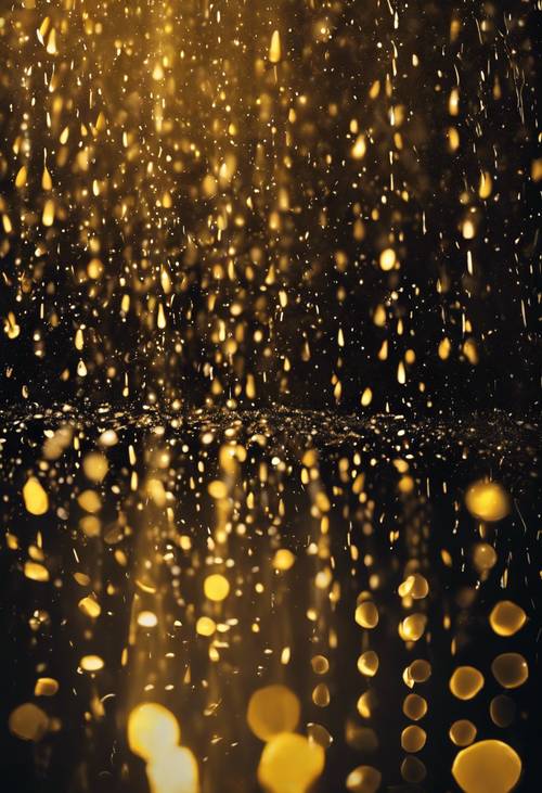 An abstraction of golden rain falling against a black backdrop. Tapet [6d93060eead540ee970f]