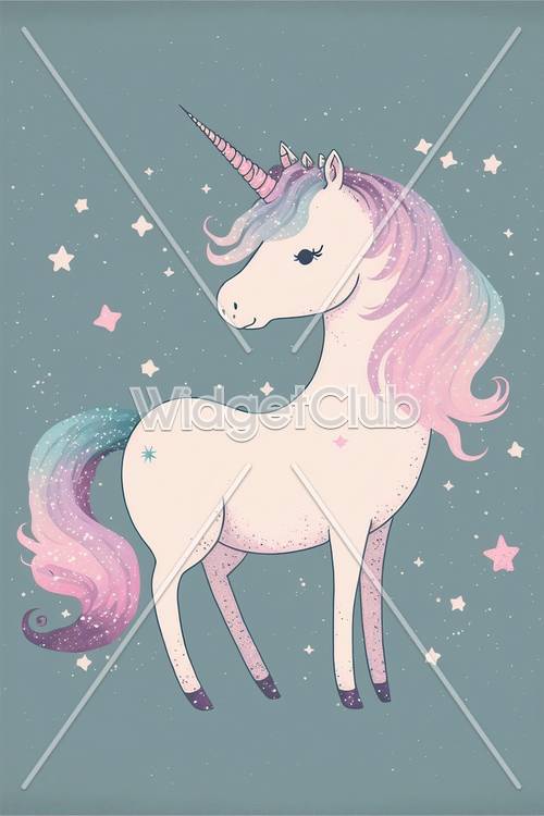 Magical Unicorn with Stars Background