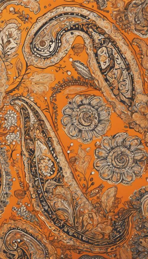 A summer inspired paisley print with warm orange and yellow tones.