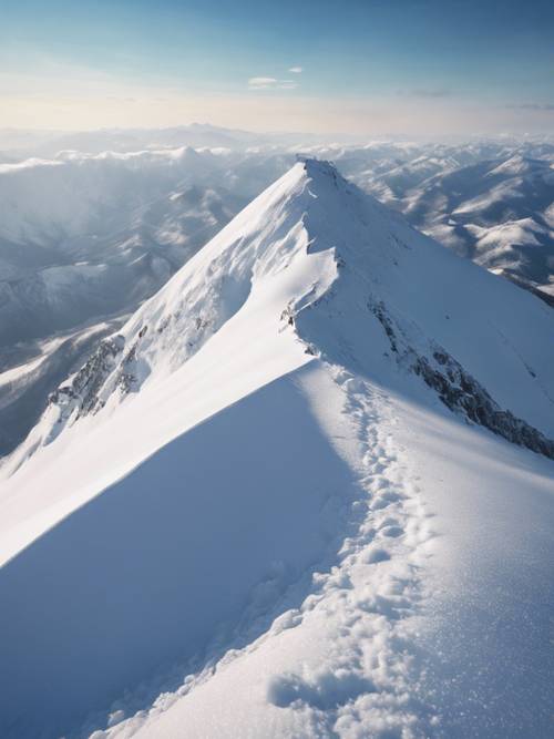 藍天白雲下的雪山，雪上寫著「我堅韌」。