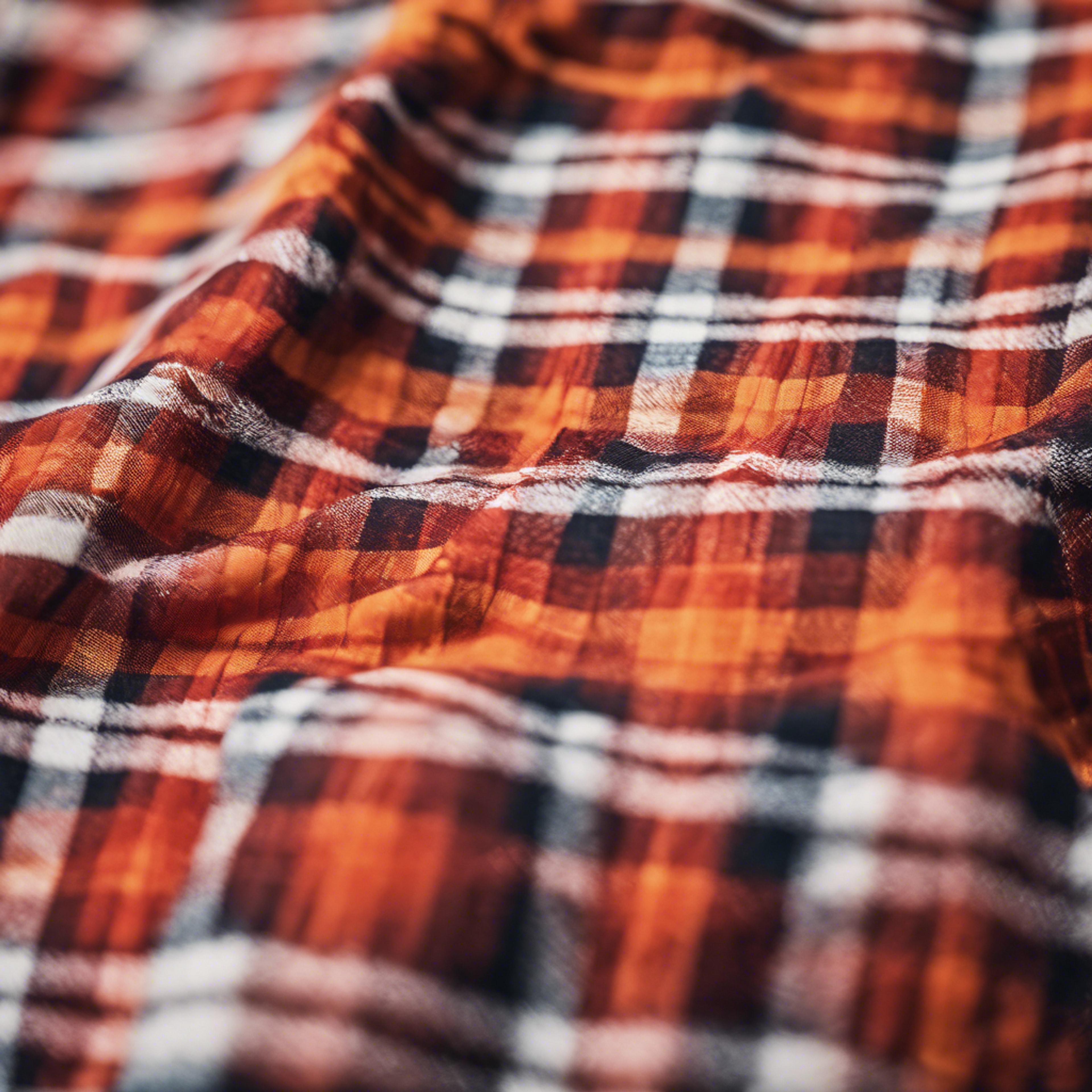Red and orange plaid pattern seen on a vintage skirt from the 70s.壁紙[bad68c9843dd46f38fda]