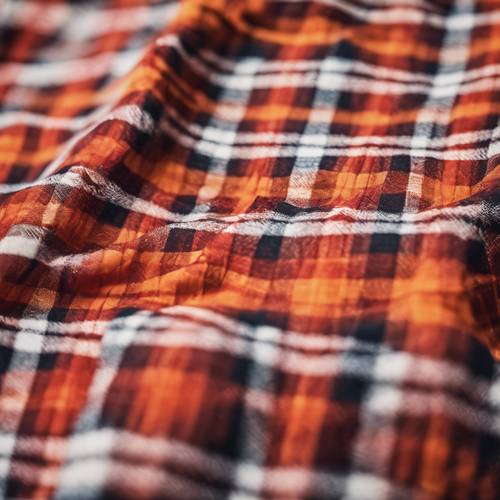 Красно-оранжевый клетчатый узор на винтажной юбке 70-х годов.