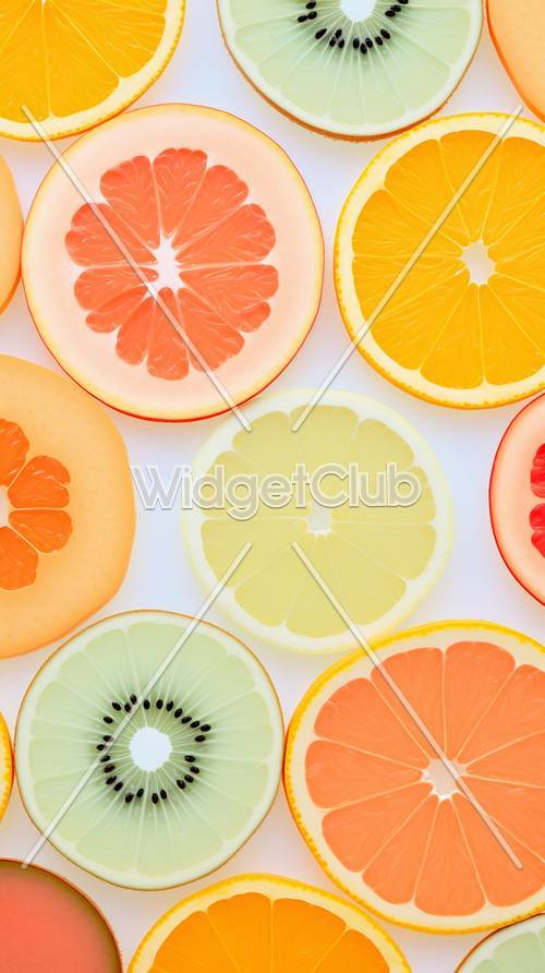 Colorful Citrus Slices on White Background