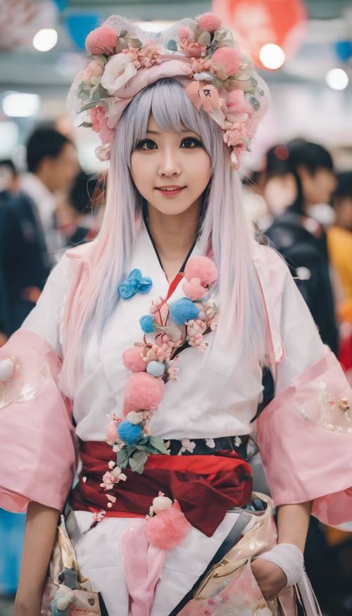 Cosplay enthusiasts in cute and elaborate costumes at a Japanese convention. Tapet [7f64e1e0d4be4f668fd7]