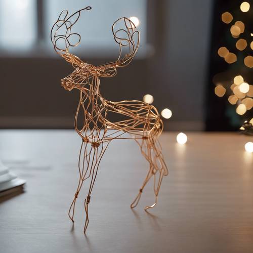 A simplistic wire reindeer decoration in a minimal interior Wallpaper [a39e3442f3ed420686b7]