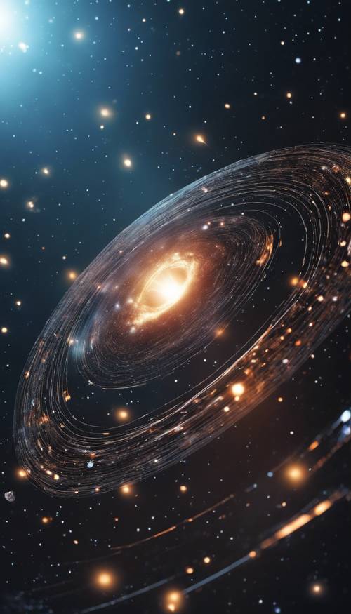 Ein aktives Schwarzes Loch im Universum, das benachbarte Sterne anzieht.
