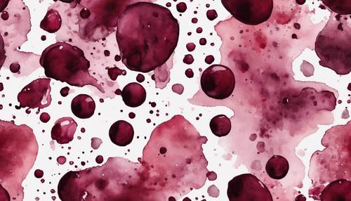 Burgundy watercolor droplets splattering to form a unique seamless pattern