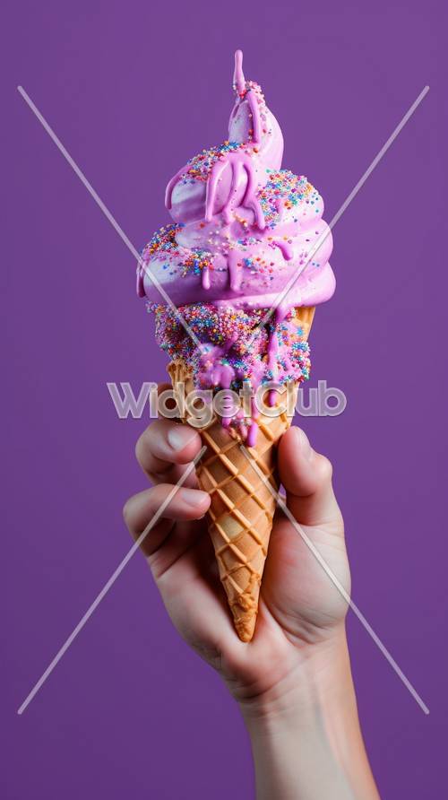 カラフルなアイスクリームのコーン