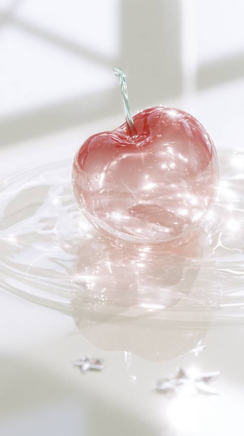 Pomme d'amour rouge brillante sur une assiette blanche