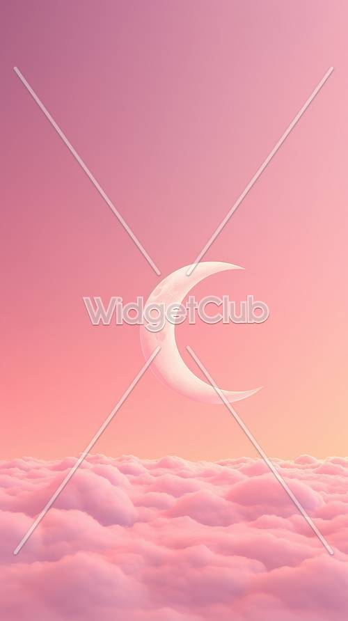 Pink Sky with Dreamy Moon