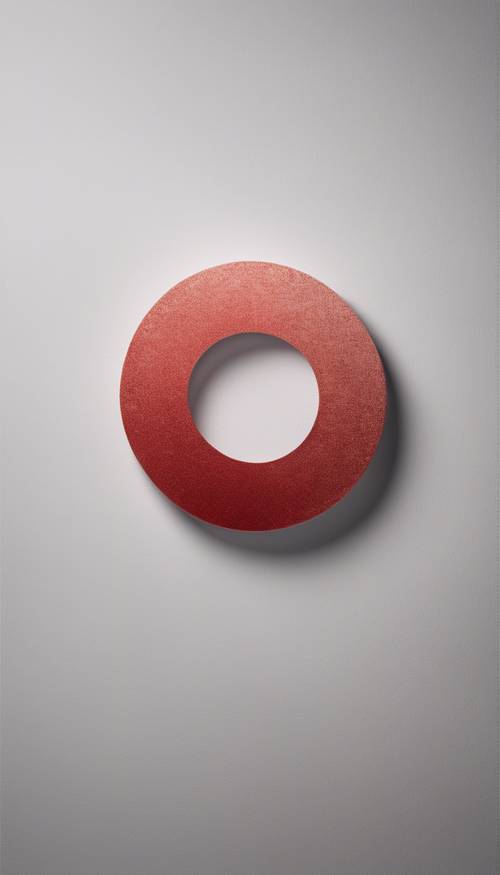 Lingkaran merah di atas kanvas minimalis berwarna putih polos.
