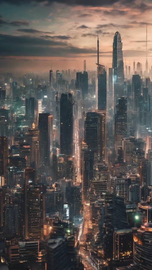A bustling metropolis planet, covered in skyscrapers, relentlessly bustling and never at rest. Tapeta [2e97ec6c0dc04e69ad66]