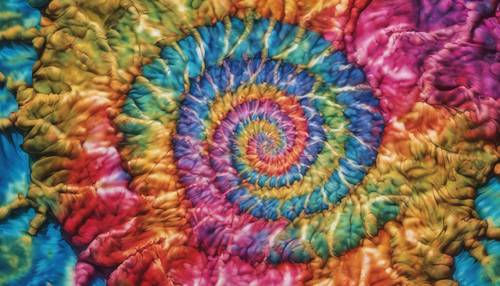 Um padrão tie-dye em espiral incorporado em uma impressionante pintura de arte moderna.