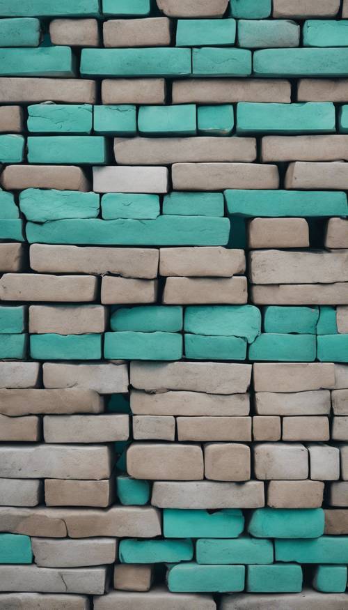 Teal bricks stacked neatly in a construction site under the overcast sky. Tapet [c823cf38ba1f42c8b01c]