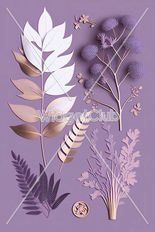 Elegant Purple and Gold Leaf Design