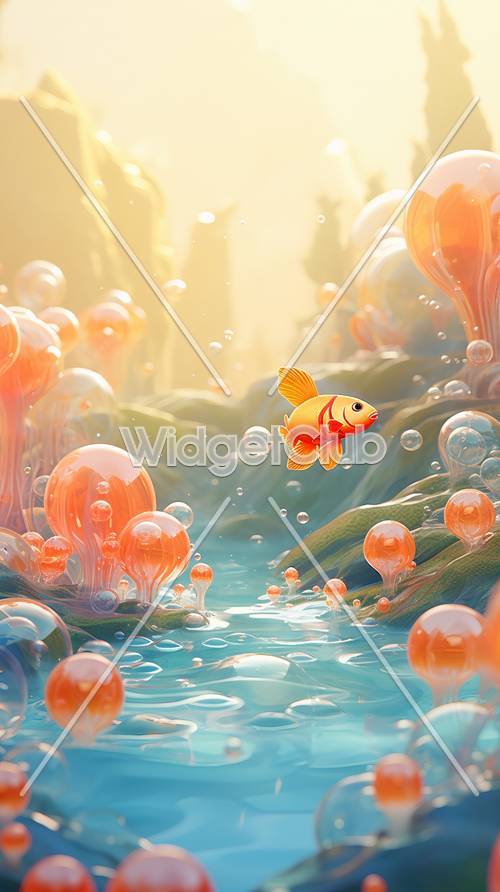 Aventure sous-marine magique avec des poissons amicaux et des bulles brillantes