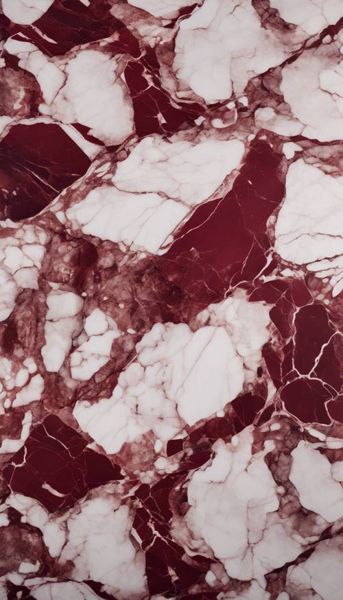 A deep burgundy and white veined marble stone design